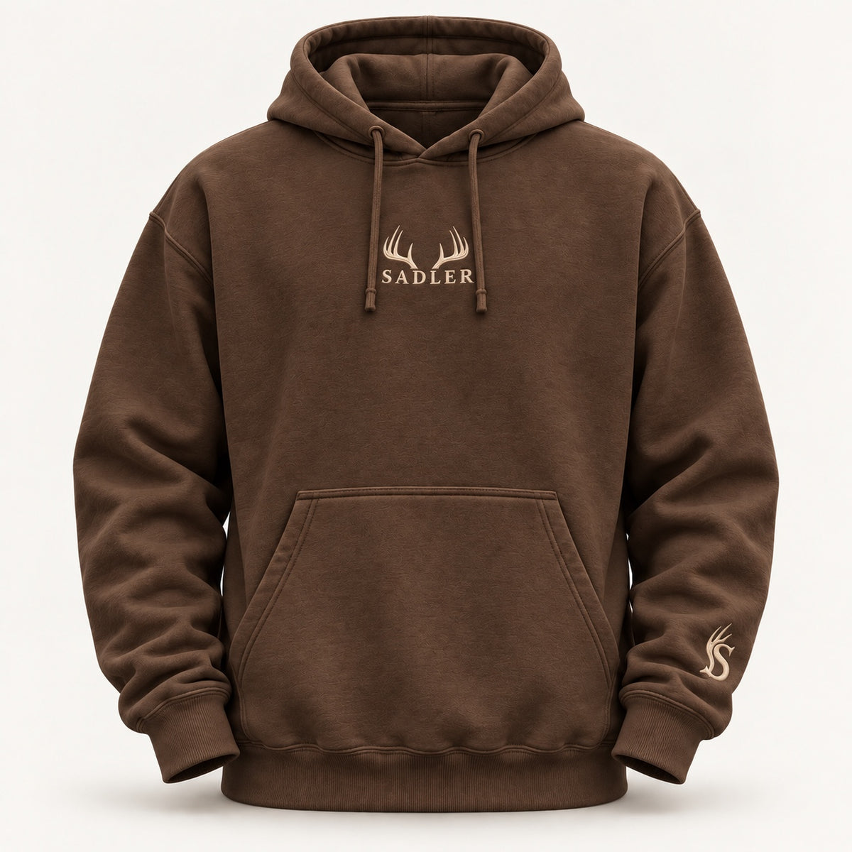 5AM Coffee brown SADLER hoodie with bone embroidery