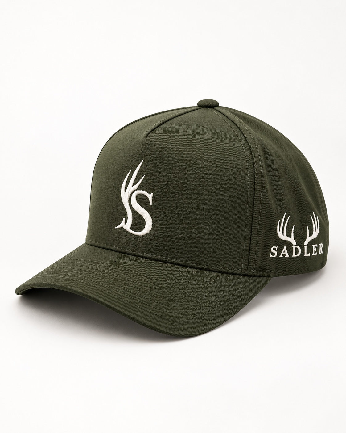 SADLER loden hat with bone embroidered antler S and side SADLER mark